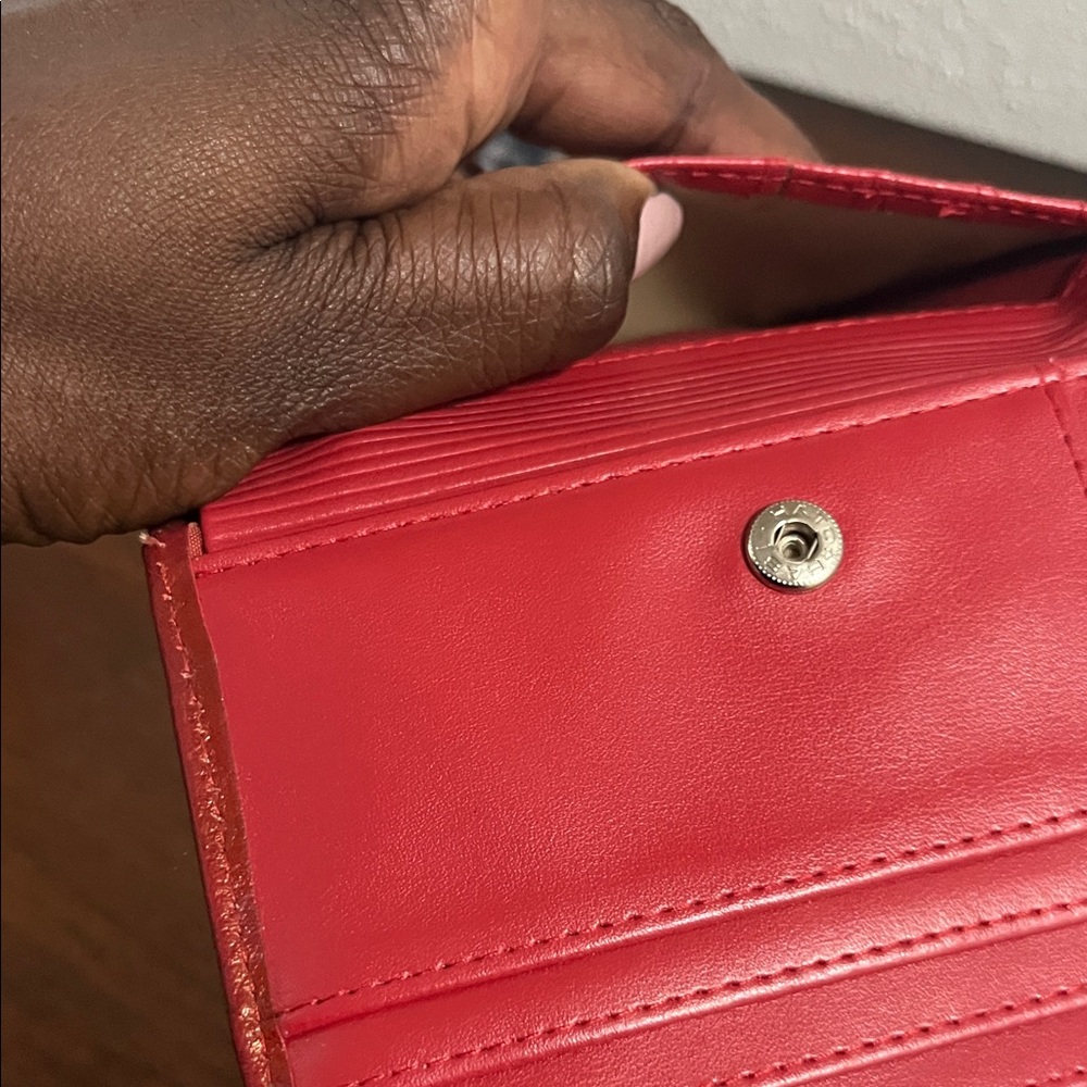 EUC- Burton Red Genuine Leather Exterior  Wallet with Metal Accents - Picture 6 of 12